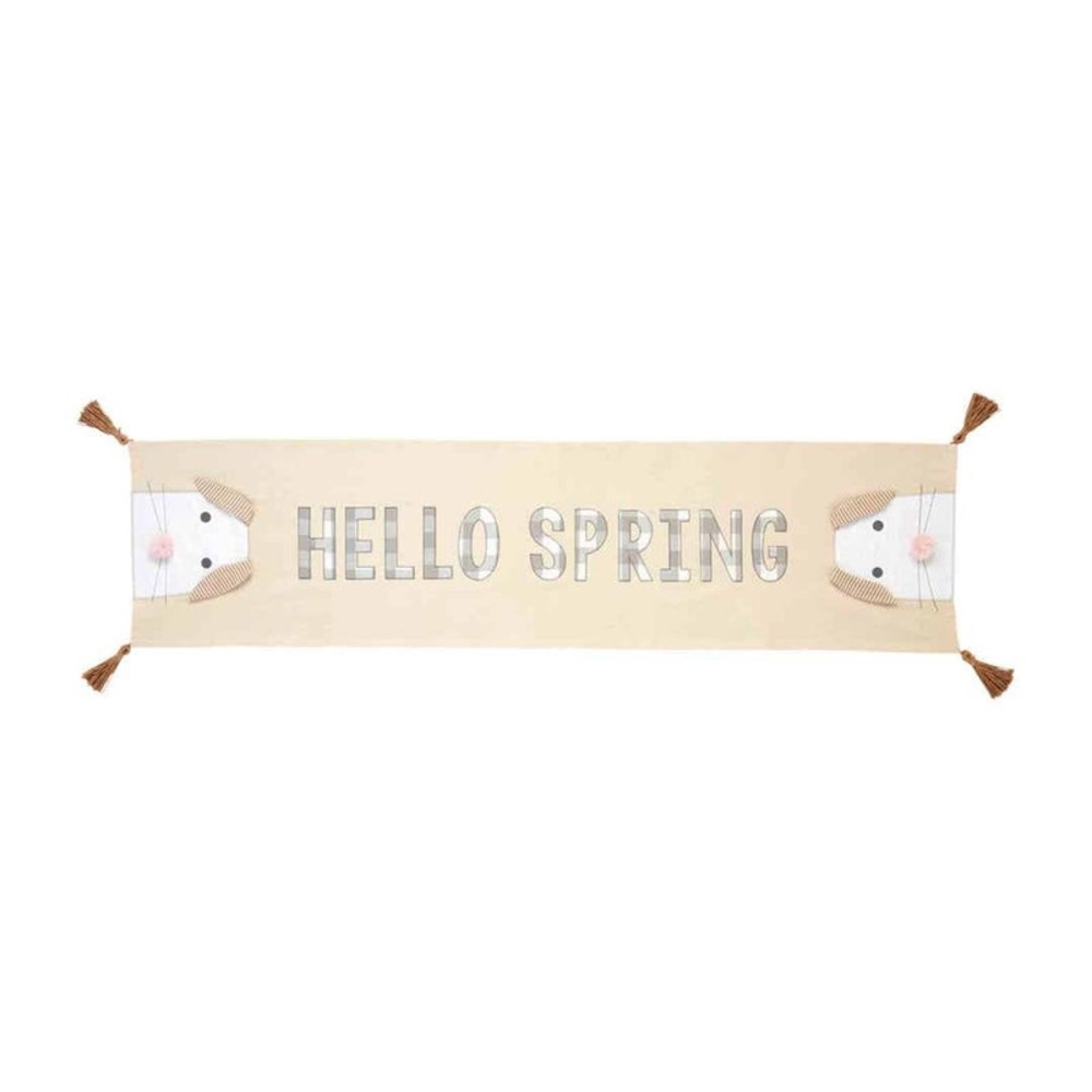 Mud Pie Hello Spring Bunny Table Runner - Picture 2 of 7